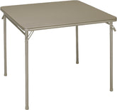 Cosco 14619ANT2 Folding Table, 33-3/4 in OAW, 33-3/4 in OAD, 28 in OAH, Steel Frame, Vinyl Tabletop, Antique Linen